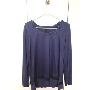 Blue Rayon Long Sleeve Top